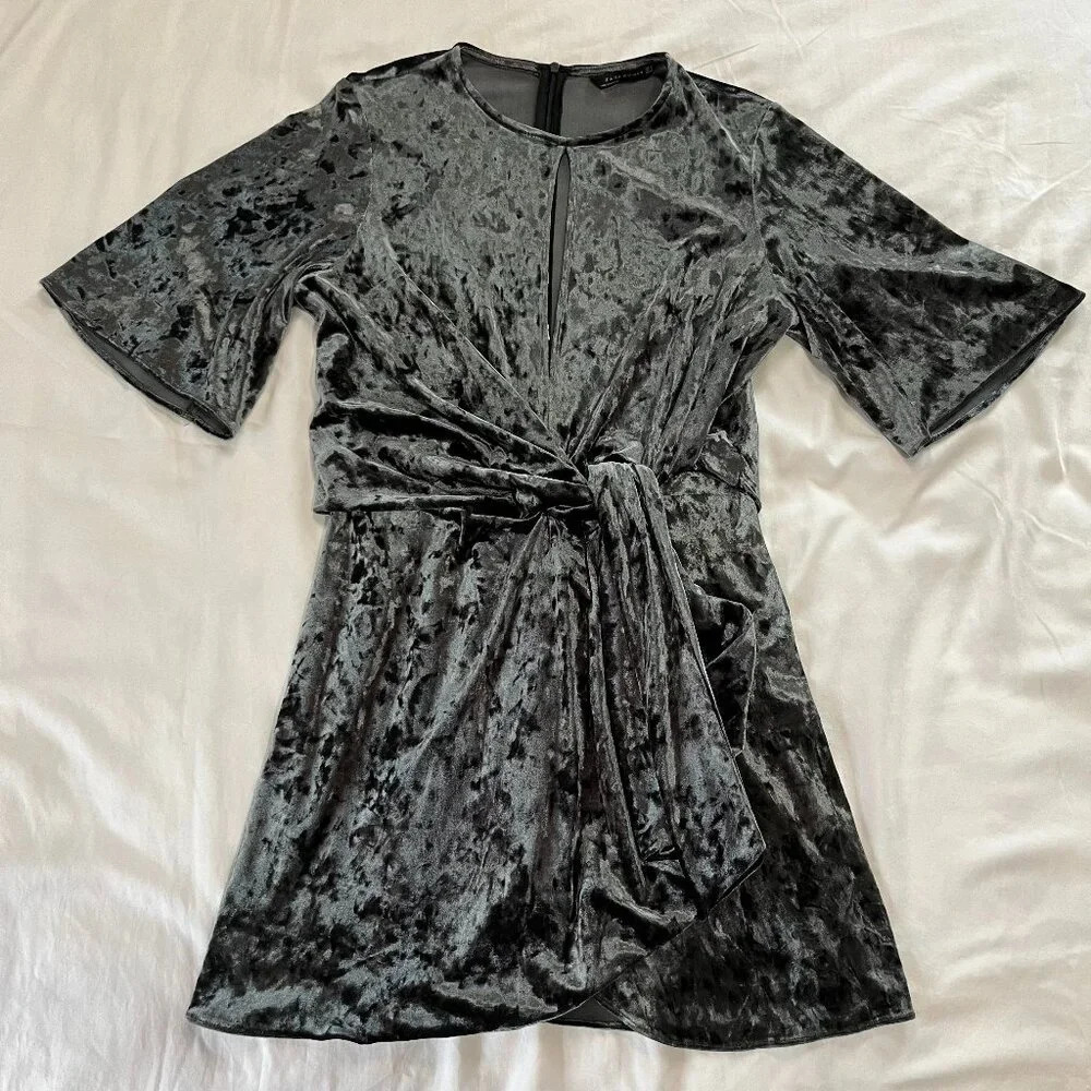 Zara Velvet Gray Dress